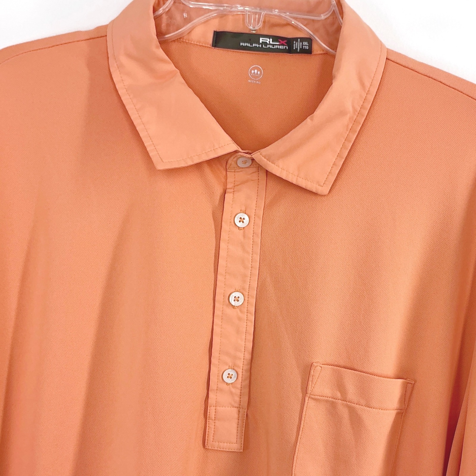 Rlx Ralph Lauren Men's Xxl Orange Wicking Performance Golf Polo Shirt Pocket